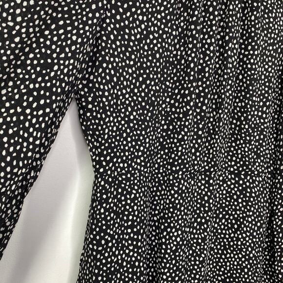Tibi Black Cream Polka Dot Printed Long Sleeve Mini Dress Women's Size 4 - Picture 6 of 11